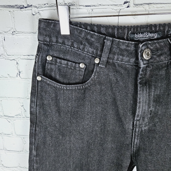 FOLDED & HUNG | slim fit high waist frayed hem cropped distressed jeans - Picture 4 of 9